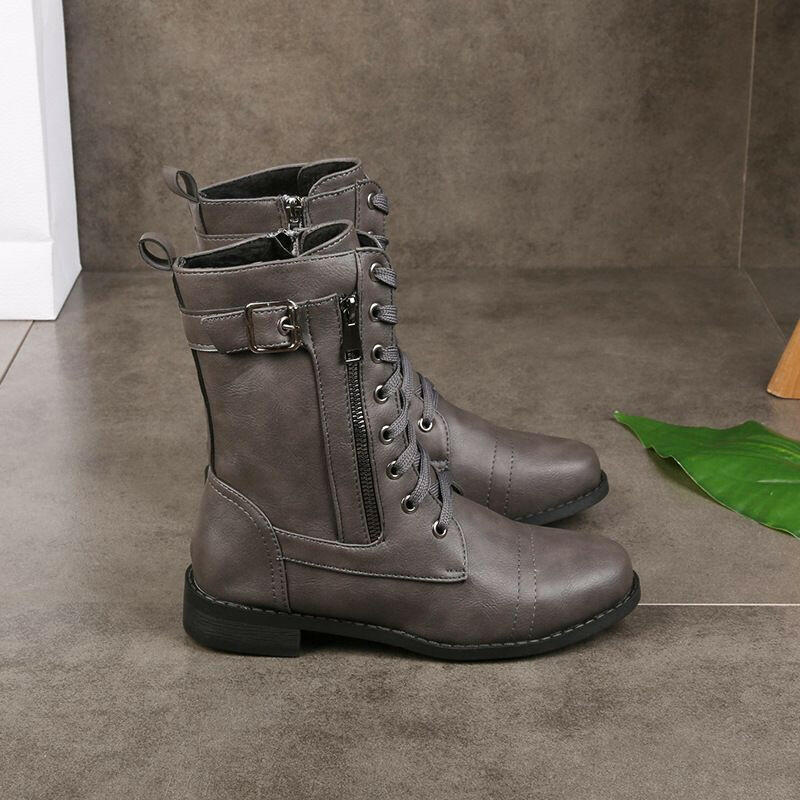 🍂Women's Round Toe Side Zipper Boots