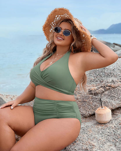 💕Last Day Special Price £12.99!!💥-👙Tummy Control Bathing Suits Modest High Waisted Bikini Sets