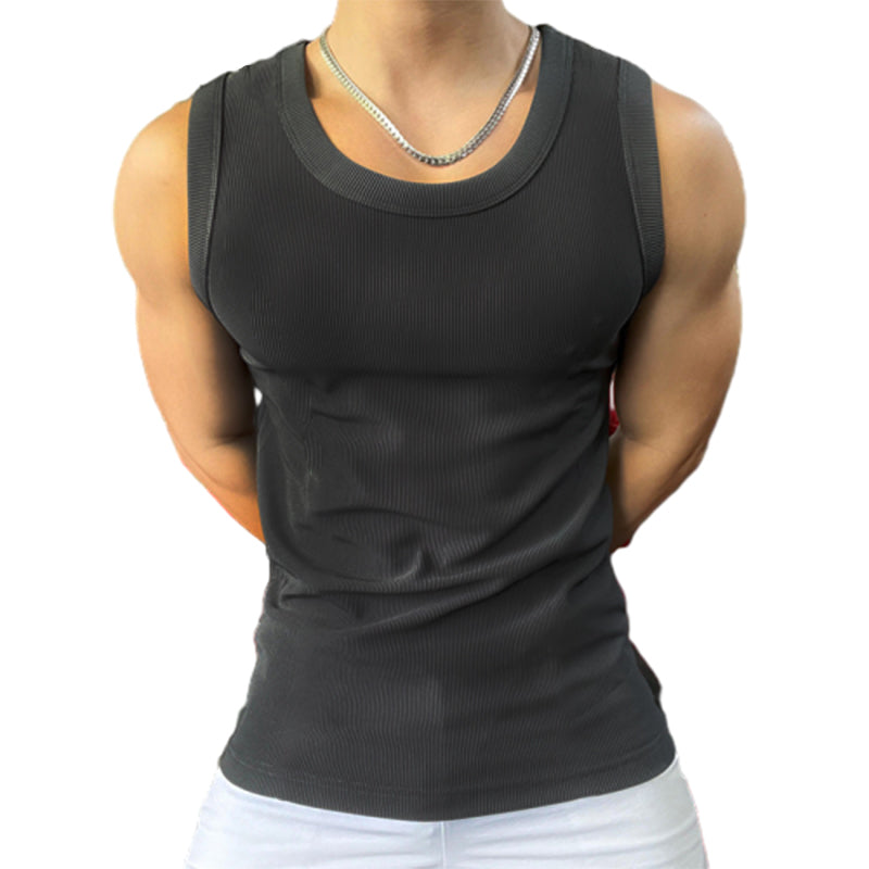 🔥Itens Essenciais de Verão Masculinos - Compre 3 e Leve 2 Grátis🎽Regata Slim Elástica de Secagem Rápida e Gola Redonda