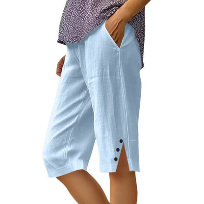 🔥Hot Sale Deals-Women's Casual Solid Color Pocket Capri Pants