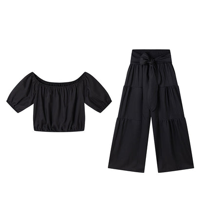 💎 50% OFF THE OFF-SHOULDER PUFF SLEEVE SET! 💎 High-Waisted Pants, Romantic Flare & Stretch Fabric ✨