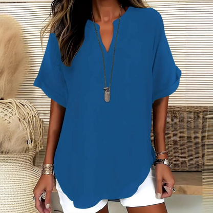 🌸Summer Hot Sale 53% OFF👕Fashion Loose Solid Color Short Sleeve Top