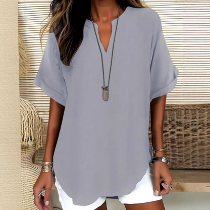 🌸Summer Hot Sale 53% OFF👕Fashion Loose Solid Color Short Sleeve Top