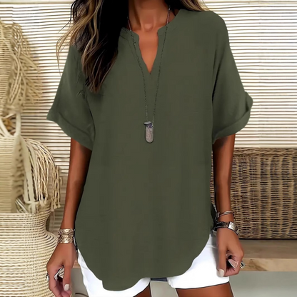🌸Summer Hot Sale 53% OFF👕Fashion Loose Solid Color Short Sleeve Top