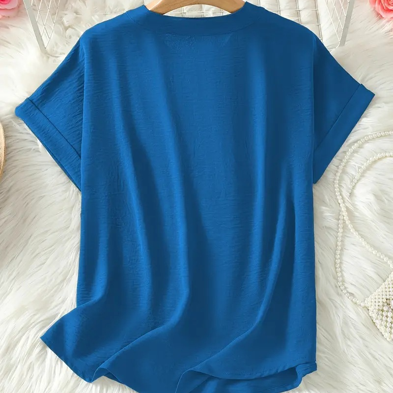 🌸Summer Hot Sale 53% OFF👕Fashion Loose Solid Color Short Sleeve Top