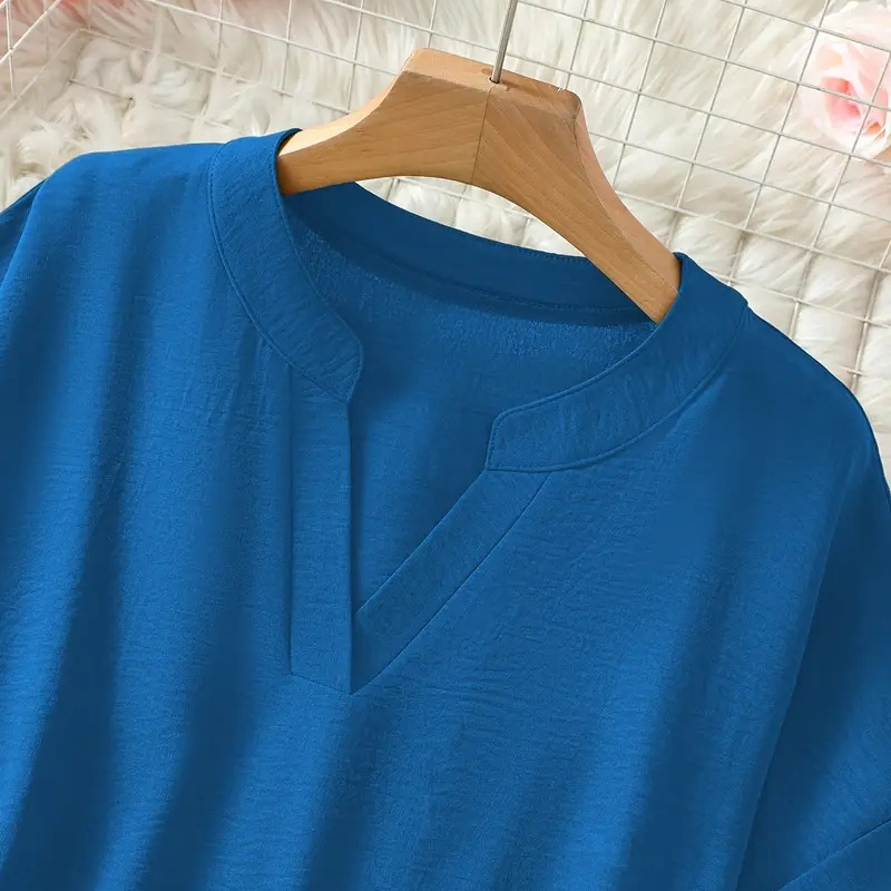 🌸Summer Hot Sale 53% OFF👕Fashion Loose Solid Color Short Sleeve Top