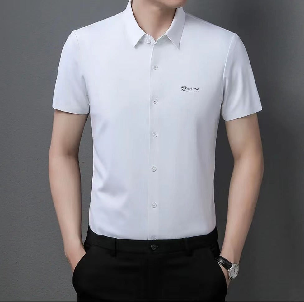 Camisa social masculina de manga curta que não precisa passar
