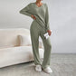 📦Consegna gratuita📦Top e pantaloni da donna con scollo a V e gamba dritta in maglia