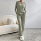 📦Consegna gratuita📦Top e pantaloni da donna con scollo a V e gamba dritta in maglia