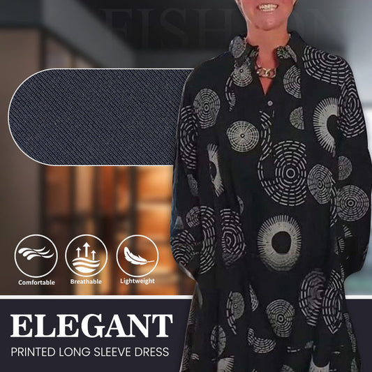 Abito Elegante a Maniche Lunghe con Stampa