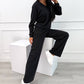 Completo a Righe con Top a Scollo a V e Pantaloni a Gamba Larga