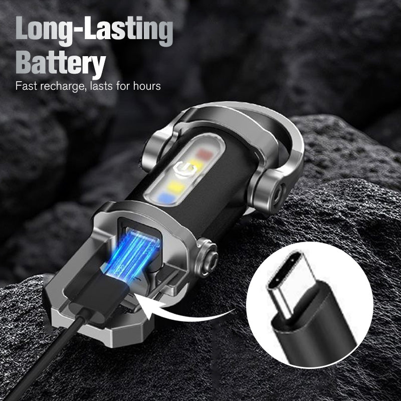🔦 Lanterna recarregável para chaveiro – 300 lúmens, carregamento via USB-C e design compacto e inquebrável para uso diário (EDC) ⚡