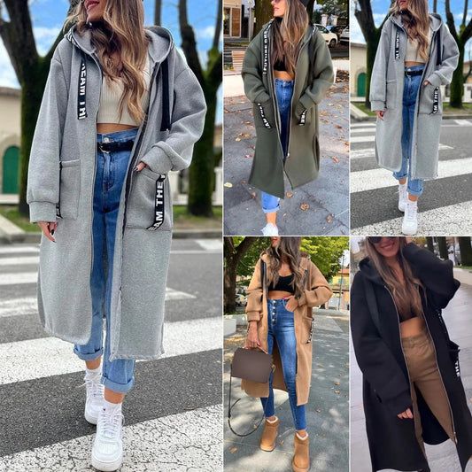 Felpa Lunga con Cappuccio da Donna