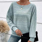 🌹Saldi autunnali - 50% di sconto🌹Maglia a righe con collo rotondo e maniche lunghe