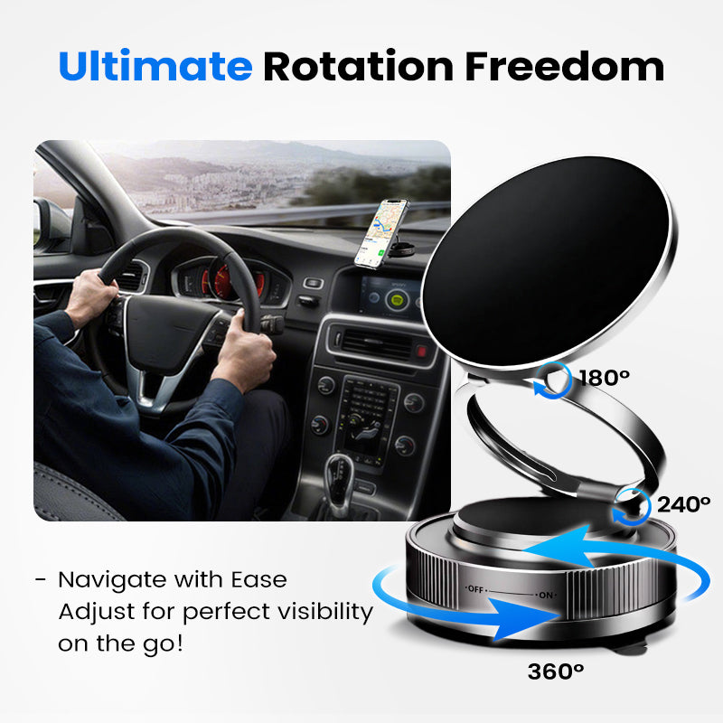 📱🚗 Suporte magnético para telefone a vácuo ajustável em 360°