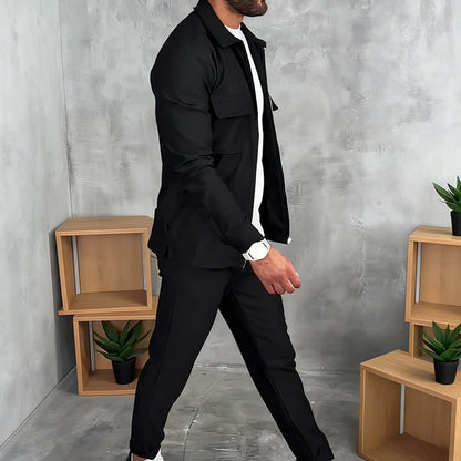 🔥Ofertas imperdíveis – Conjunto de 2 peças com jaqueta e calça minimalistas para homem