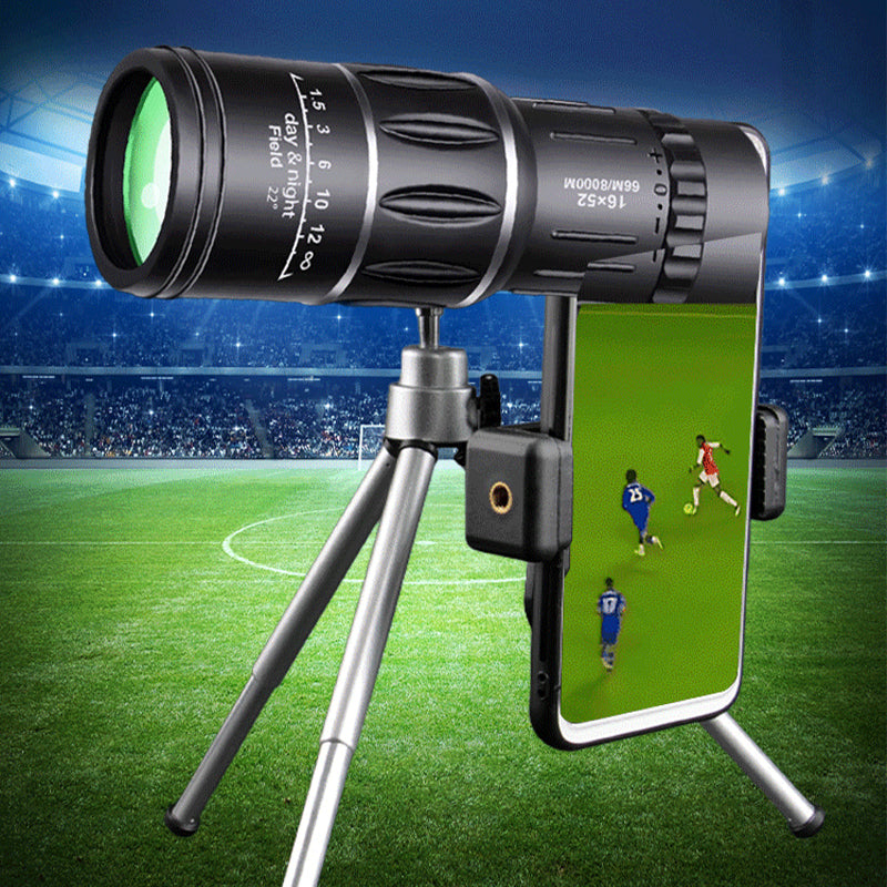 Monocular Profissional 16X52: Telescópio de Alta Potência, Alta Definição e Visão Noturna em Baixa Luz
