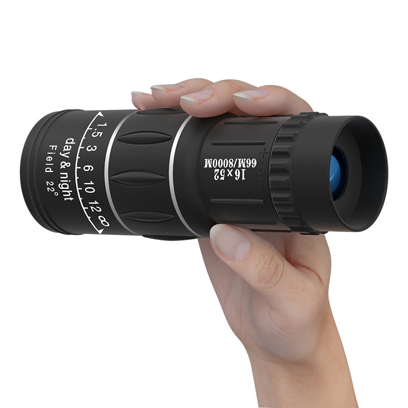 Monocular Profissional 16X52: Telescópio de Alta Potência, Alta Definição e Visão Noturna em Baixa Luz