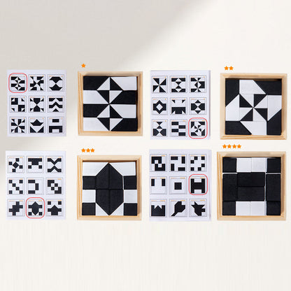 🧠🧩 Conjunto de blocos quebra-cabeça criativo preto e branco para crianças – diversão e aprendizado