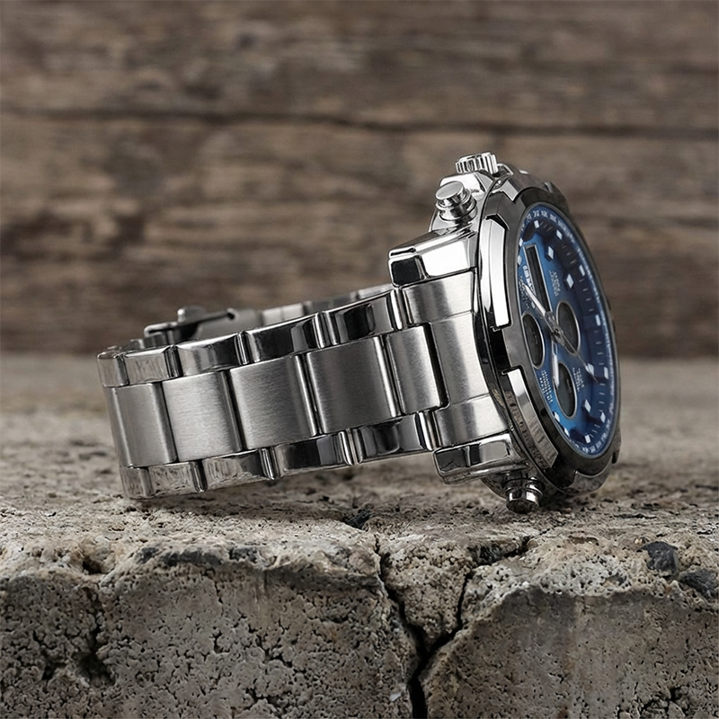 📢📢50% DE DESCONTO!! ⏰ Relógio analógico-digital militar à prova d'água para homens – 48 mm, multifuncional e com pulseira de aço inoxidável! 🕰️💪