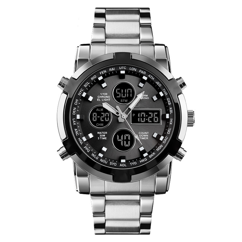 📢📢50% DE DESCONTO!! ⏰ Relógio analógico-digital militar à prova d'água para homens – 48 mm, multifuncional e com pulseira de aço inoxidável! 🕰️💪