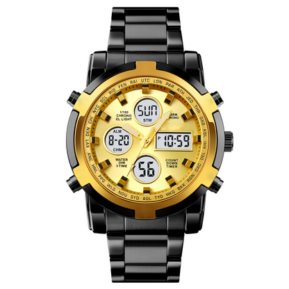 📢📢50% DE DESCONTO!! ⏰ Relógio analógico-digital militar à prova d'água para homens – 48 mm, multifuncional e com pulseira de aço inoxidável! 🕰️💪