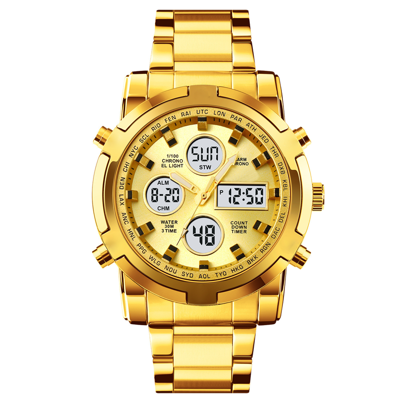 📢📢50% DE DESCONTO!! ⏰ Relógio analógico-digital militar à prova d'água para homens – 48 mm, multifuncional e com pulseira de aço inoxidável! 🕰️💪