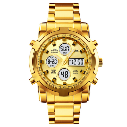 📢📢50% DE DESCONTO!! ⏰ Relógio analógico-digital militar à prova d'água para homens – 48 mm, multifuncional e com pulseira de aço inoxidável! 🕰️💪