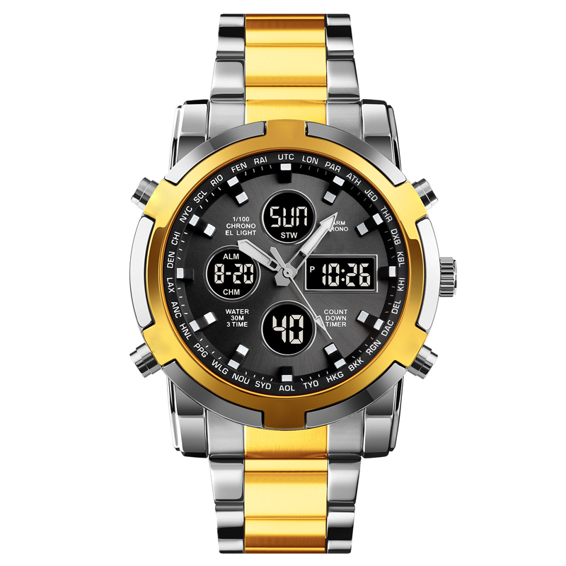 📢📢50% DE DESCONTO!! ⏰ Relógio analógico-digital militar à prova d'água para homens – 48 mm, multifuncional e com pulseira de aço inoxidável! 🕰️💪