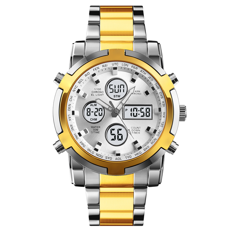 📢📢50% DE DESCONTO!! ⏰ Relógio analógico-digital militar à prova d'água para homens – 48 mm, multifuncional e com pulseira de aço inoxidável! 🕰️💪