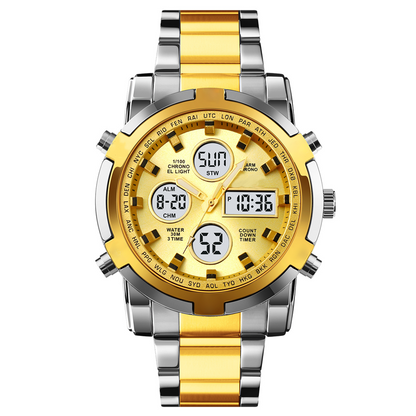 📢📢50% DE DESCONTO!! ⏰ Relógio analógico-digital militar à prova d'água para homens – 48 mm, multifuncional e com pulseira de aço inoxidável! 🕰️💪