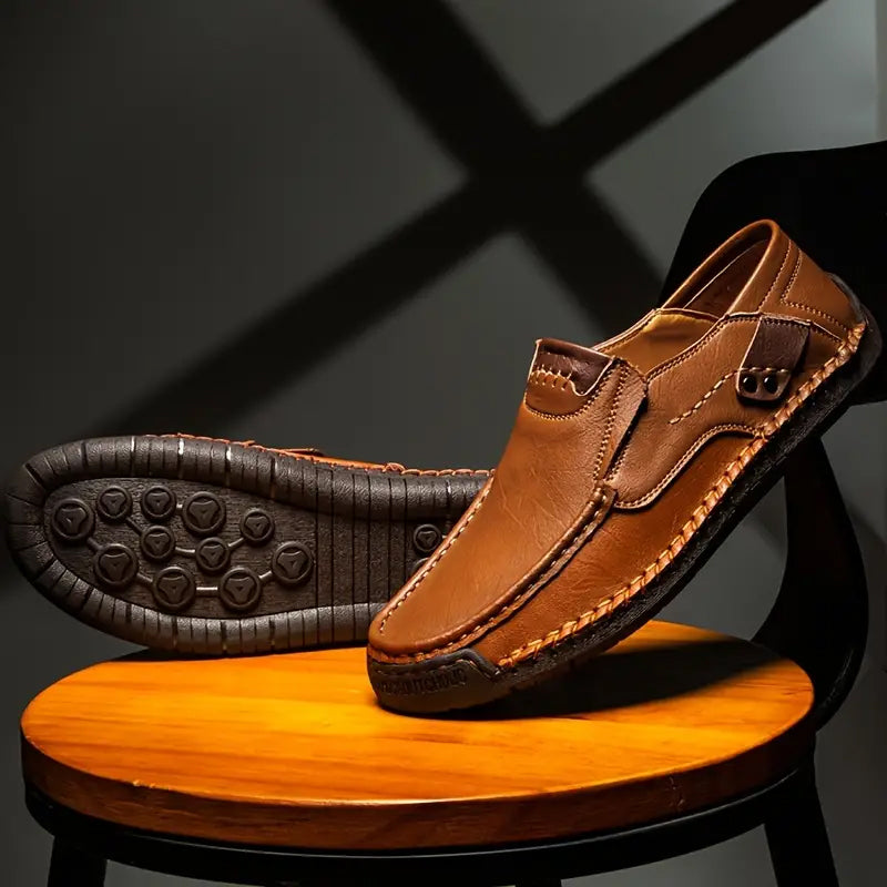 👞✨ Classic Men’s Slip-On Leather Shoes – Premium Calfskin, All-Day Comfort & Effortless Style 👔👌 Step into Elegance & Get 60% OFF Today!