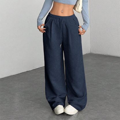 👖✨ 60% OFF! Casual Loose Fit Corduroy Trousers for Women – Wide-Leg, Adjustable Waist & Wrinkle-Resistant Retro Style