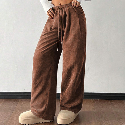 👖✨ 60% OFF! Casual Loose Fit Corduroy Trousers for Women – Wide-Leg, Adjustable Waist & Wrinkle-Resistant Retro Style