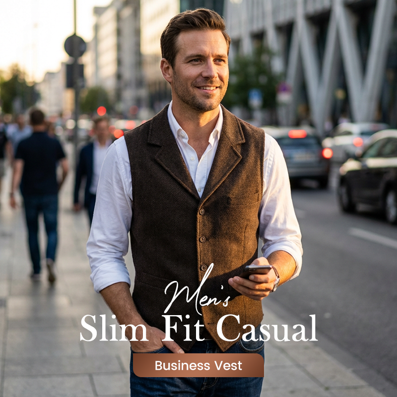 🔥Ofertas imperdíveis – Colete casual de negócios masculino com corte justo