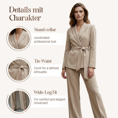 🎁Novidade com 50% de desconto💥Conjunto feminino elegante com blazer acinturado e calça pantalona