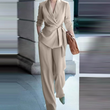 🎁Novidade com 50% de desconto💥Conjunto feminino elegante com blazer acinturado e calça pantalona