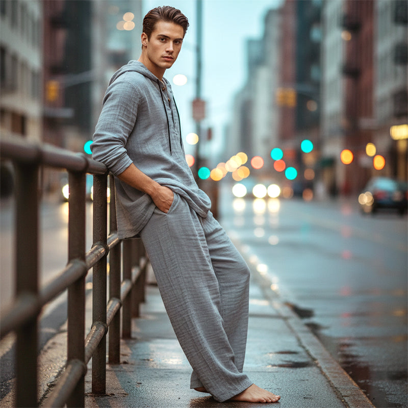 🔥Men's Hooded Casual Loose Top & Pants 2-Piece Set
