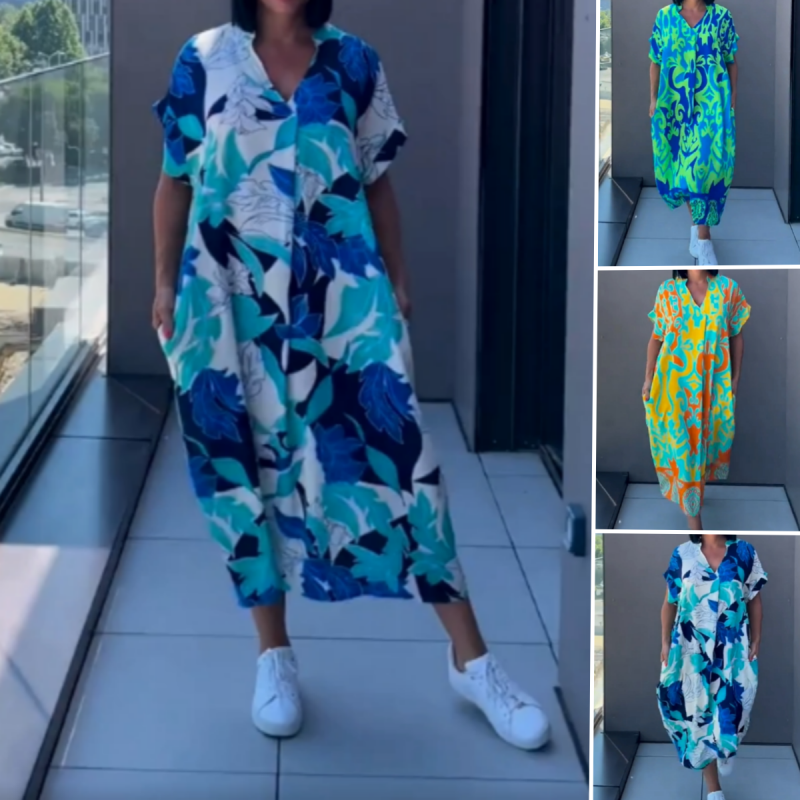 📢📢Limited Spring Edition⏰Women's Casual Elegant Printed V-Neck Dress💡Designed in the USA💡