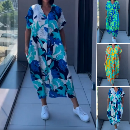 📢📢Limited Spring Edition⏰Women's Casual Elegant Printed V-Neck Dress💡Designed in the USA💡