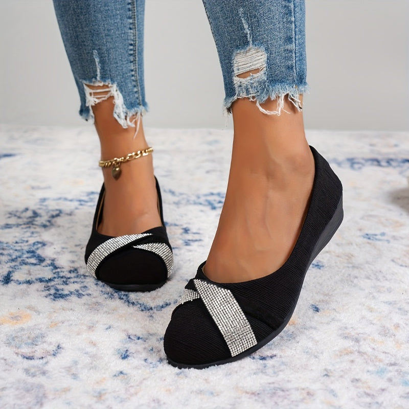 Women's Lightweight Fashion Rhinestone Wedge Shoes