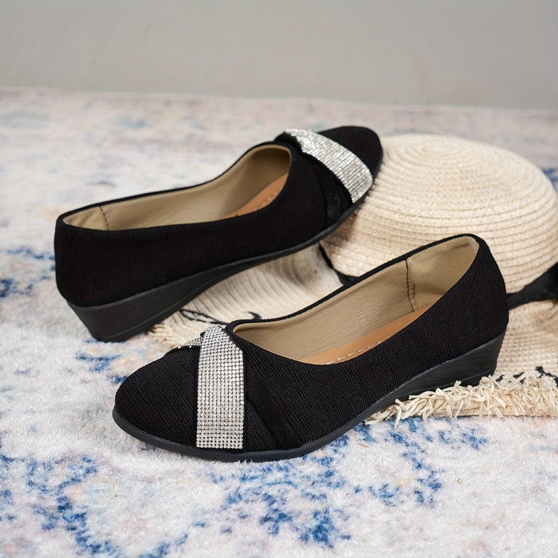 Women's Lightweight Fashion Rhinestone Wedge Shoes