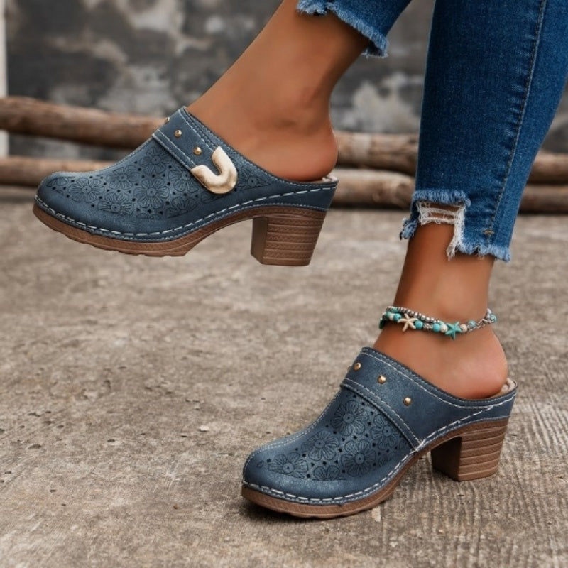 Women's Slip-On Closed Toe Chunky Sandals