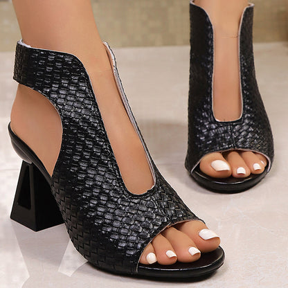 Women's Elegant Peep-Toe Heeled Sandals