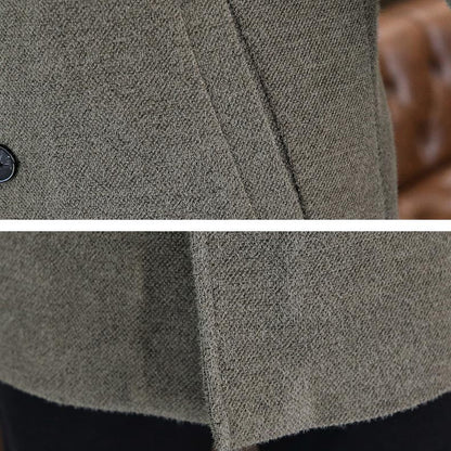 Men’s Stylish Notched Lapel Winter Tweed Jacket with White Duck Down Lining