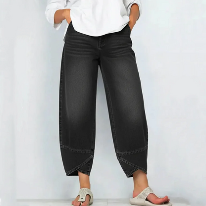 Women's Casual Wide-Leg Cropped Jeans