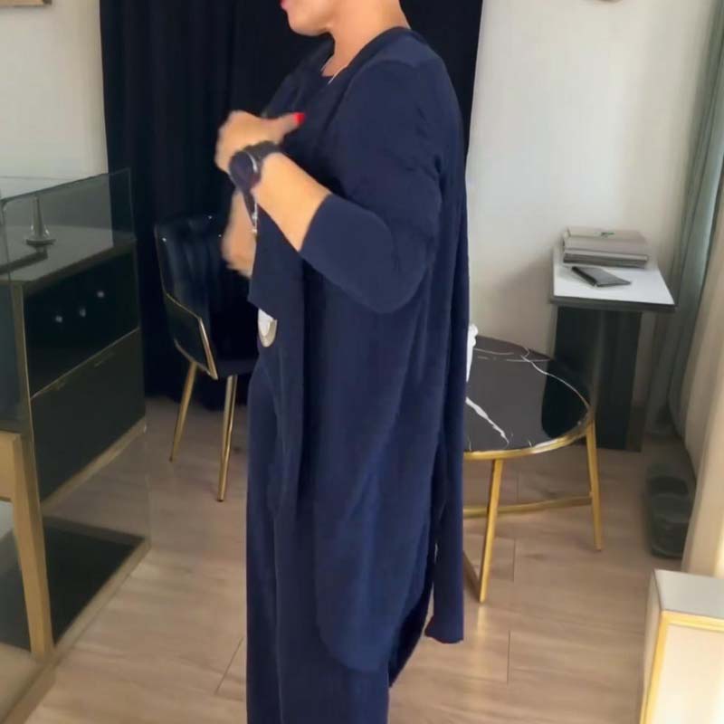 Elegant Longline Cardigan & Top & Pants 3-Piece Set