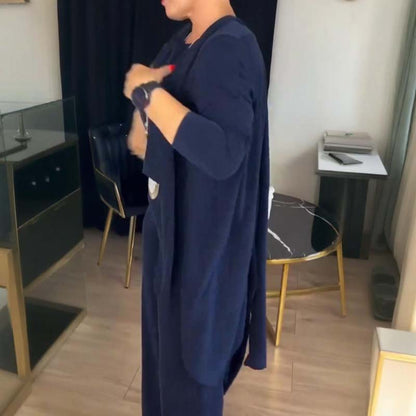 Elegant Longline Cardigan & Top & Pants 3-Piece Set