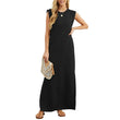 Women's Wrinkle-Free Casual Dress with Split Hem