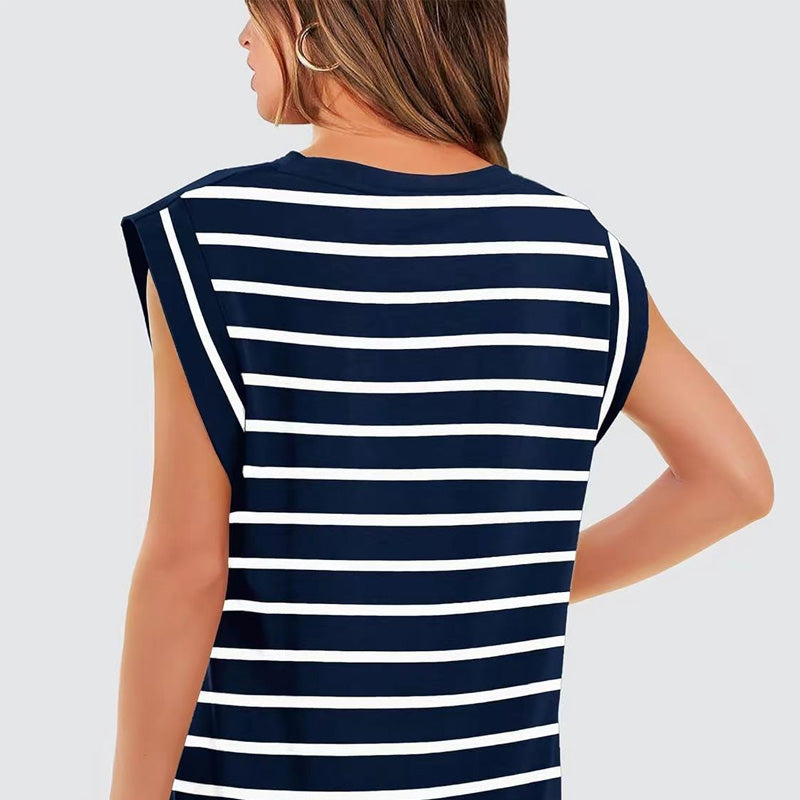 Women's Fashionable Versatile Striped Sleeveless Top